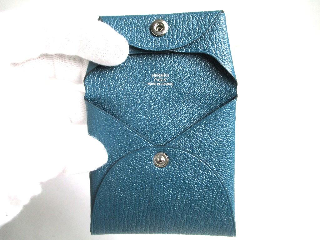 Authentic HERMES Vert Bosphore Chevre Myzore Leather Coin Purse Bastia #b274  Open box