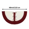Festive Red-Edged White Rhombus Knit Christmas Tree Skirt