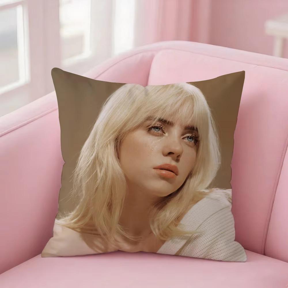 Double Sided Billie Eilish HIT ME HARD & SOFT Album Cushion Cover, Fan Merch Pillowcase for Music Lovers Home Sofa Bedroom Decor