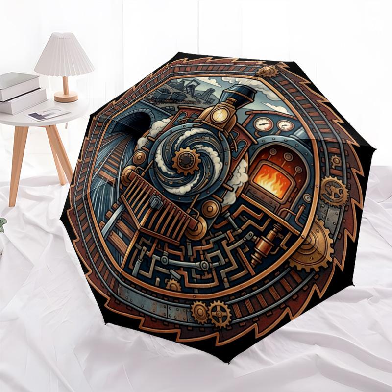 Winter Tiger Treasure Pattern Umbrella, Portable and Foldable Design, 8 Ribs, a Casual Accessory for Halloween, Christmas, and Birthday Gifts.