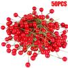 5-100Pcs Artificial Holly Berry Green Leaves Christmas Ornaments Gold Red Holly Berry Stems Xmas Tree Wreath Gifts Party Decor