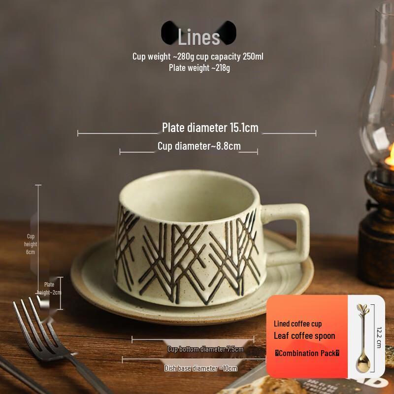 HANDUNYOU Retro Ceramic Coffee Cup and Saucer Set