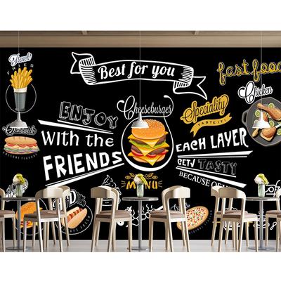 Burger Mural Hamburg Fast Food Wallpaper Industrial Decoration Restaurant Snack Bar Background Wall Paper