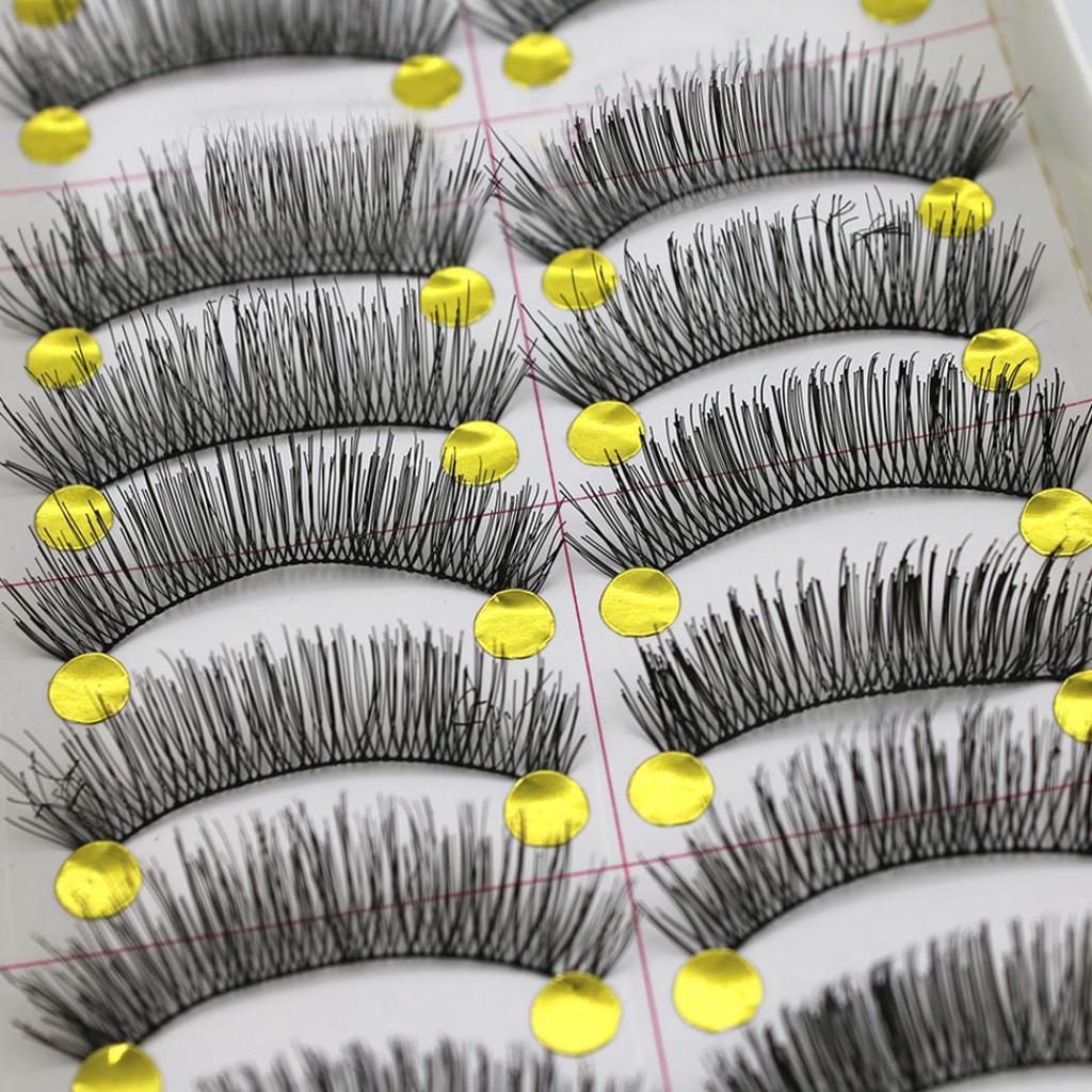 10 Par Handgjorda Långa Tjocka Korsande Lösögonfransar Smink Ögonfransar Förlängning