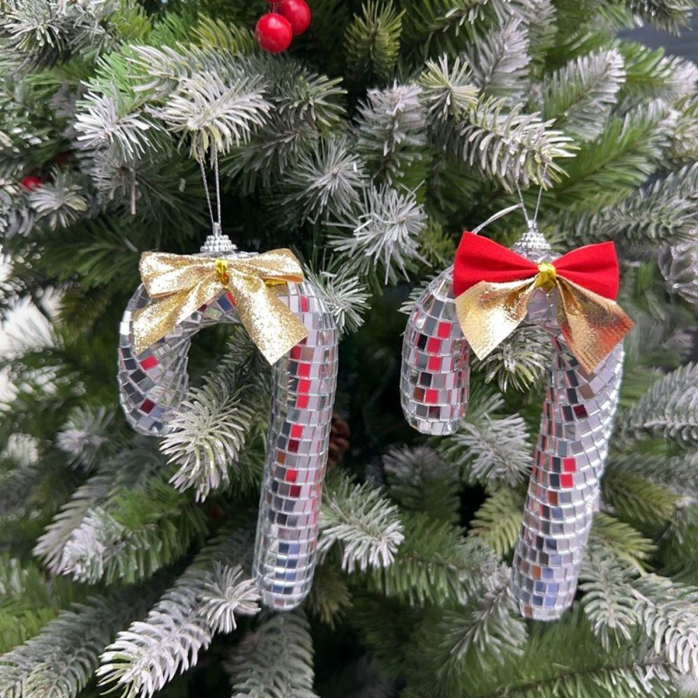 Exquisite Disco Crutch Ornaments Mini Silver Snowman Glass Mirror  Party Supplies