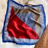 Blue cashew flower 71cm silk silk scarf small square scarf women's spring and autumn neck protection thin scarf scarf scarf for elders