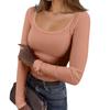 Women's  And Winter Slim Bottom T-shirt Fashion Casual Solid Color O Neck Pullover Long Sleeve Top