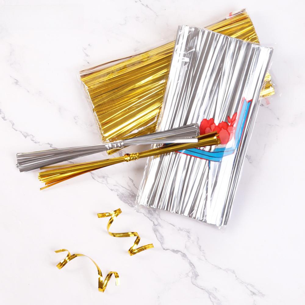 15cm Long Candy Twist Ties Gold And Silver Metallic Wire For Gift Packaging And Baking