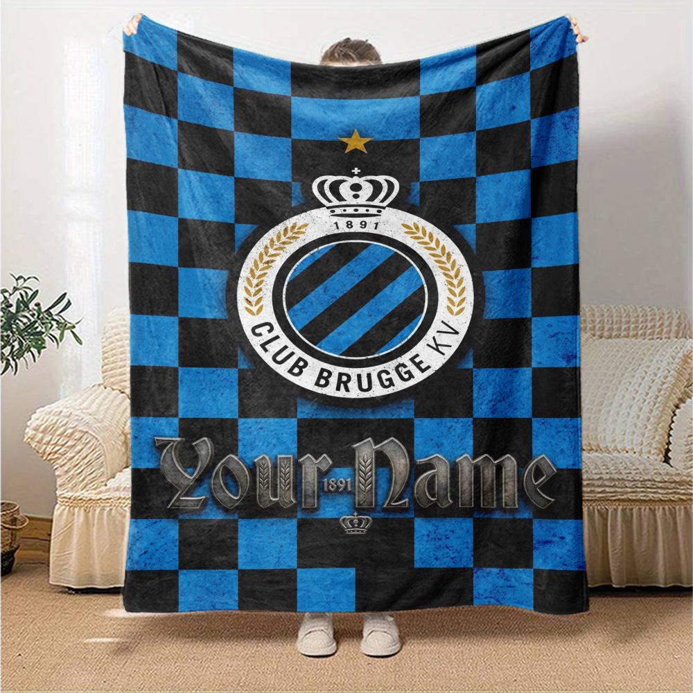 Name Custom Club Brugge Print Flannel Blanket High Quality Warm Comfortable Cover for All Seasons Perfect for Gifts Home Decor