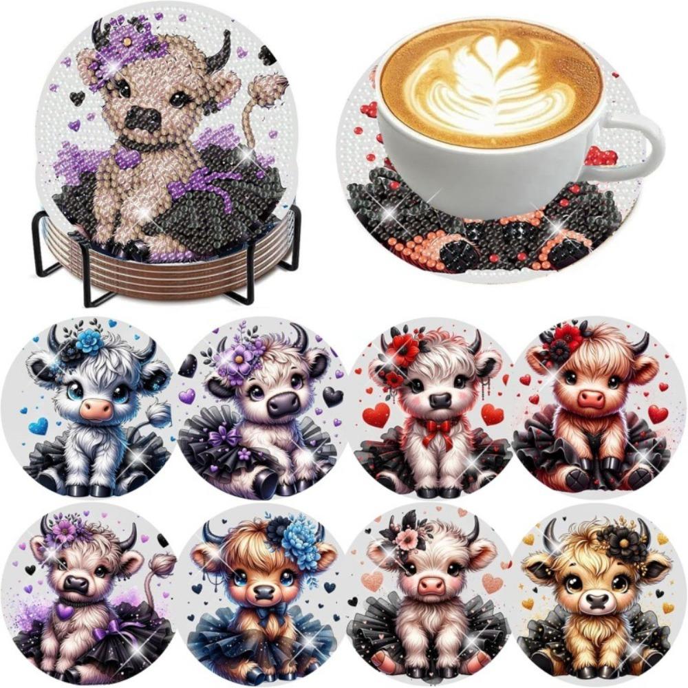DIY Diamond Painting Point Diamond Coaster, Full Diamond Round Valentine's Day Thermal Insulation Mat, Diamond Painting Coaster
