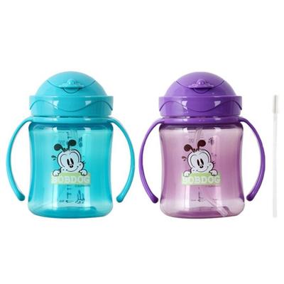 Kubek ze słomką Little Bobdog Flip Color 250 ml, fioletowy, niebieski, 2 szt.