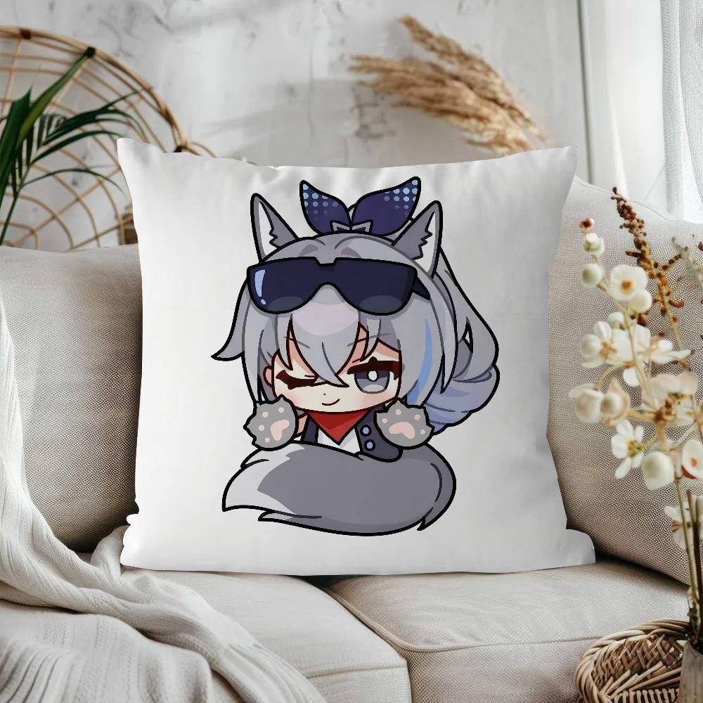 GAME Characters Silver Wolf Cushion Cover Car Throw Pillow Case For Sofa Car Christmas Gift 40x40cm 45x45cm