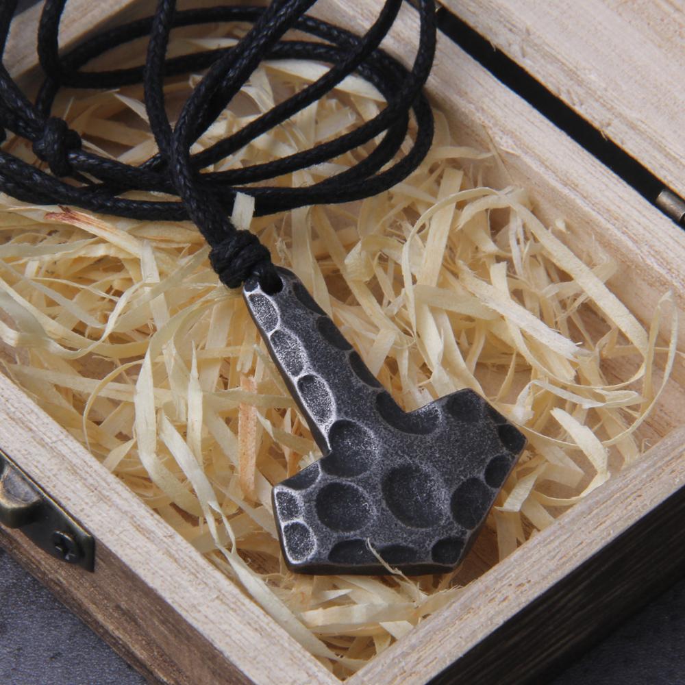 

Never Fade man gray thor s hammer mjolnir necklace viking scandinavian norse viking necklace Men Stainless Steel gift with box adjustable