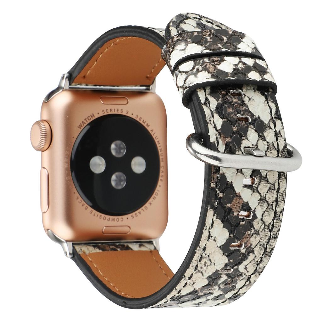 Leather Watch Strap for Apple Watch Ultra 3 2 1 49mm/Series 11 10 46mm/9 8 7 45mm/SE3 SE2 SE 6 5 4 44mm/3 2 1 42mm Snakeskin Print Wrist Band