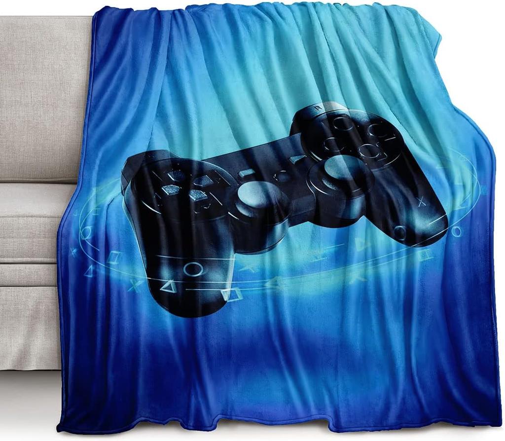 Gamer Fleece Throw Blanket For Bed Sofa Couch,Game Gamepad Flannel Fuzzy Blanket, Modern Game Controller Bed Blanket Room Decor