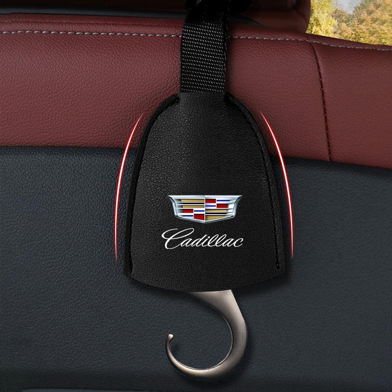 Leather Car Seat Back Hooks Portable Hanging Bag Rack For Cadillac XT5 XTS CTS BLS SLS DTS SRX Escalade Tiburon Deville