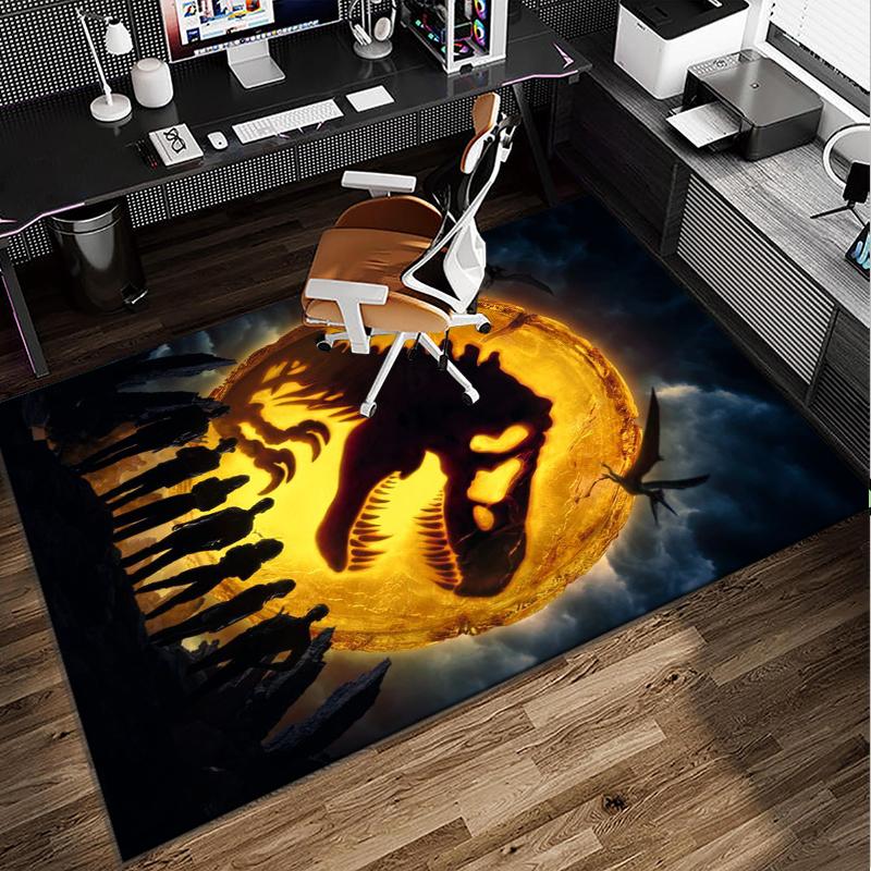 Dinosaur Moonlit Adventure Office Rug Chair Mat, Game Carpet, Suitable for Front Door, Bedroom, Living Room, Desk, Holiday Gift