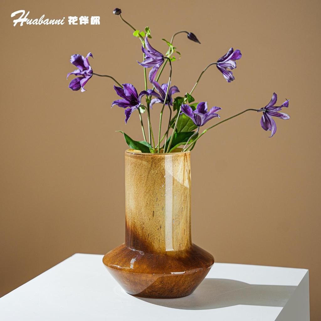 Latte Gradient Handmade Vintage Flower Vase for Light Luxury Living Room Decor