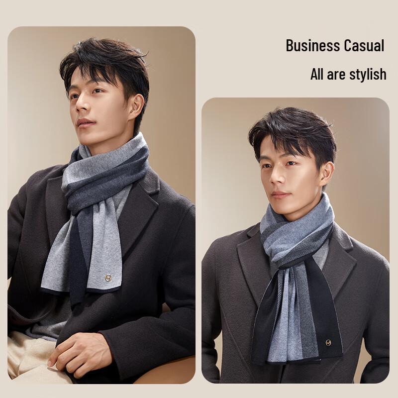 Men's Autumn/Winter Wool Blend Warm Scarf