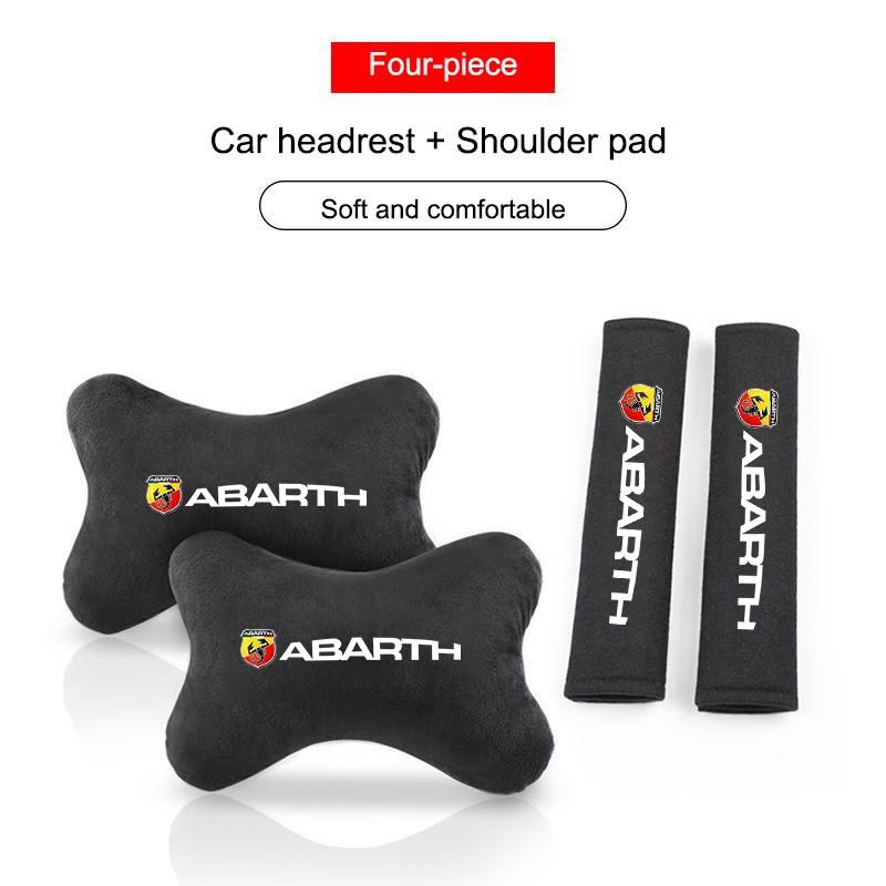 Car Seat Neck Pillow Headrest Seat Belt Shoulder Safety Pad Protector For Fiat Abarth 124 Spider 500 595 695 C Auto Accessories