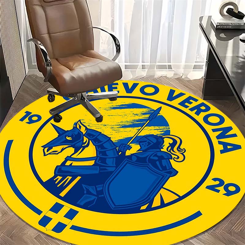 Chievo Verona Knight Horse Silhouette Crest Circular Area Rug Serie A Football Round Floor Carpet Sports Fan Living Room Bedroom Home Decor Mat