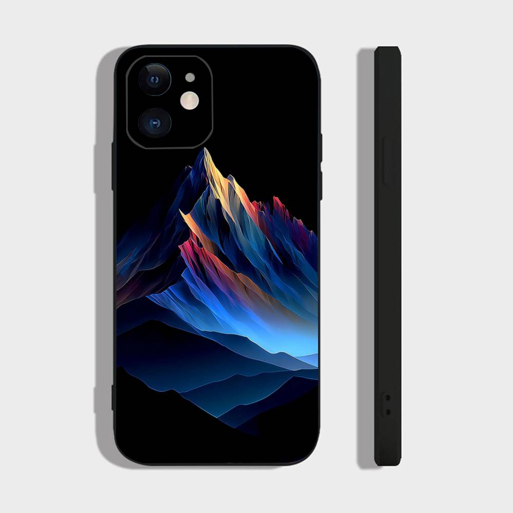 

Colorful Snow Mountain Phone Case For IPhone 17 Air 16 15 14 13 Pro Max 11 12 Black Silicone Cover IPHONE 15PRO