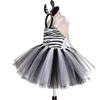 Girls Zebra Costume Halloween Animal Cosplay Tutu Dress for Kids Birthday Party, Black Stripe, 2-8 Years