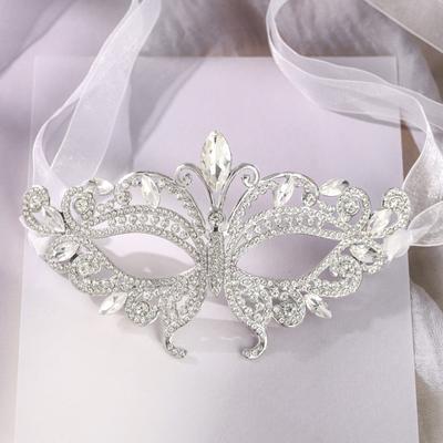 Face Decoration Accessories Rhinestone Masquerade Mask Shiny Crystal Costume Prop Venetian Mask Fashion Accessory Bridal Mask