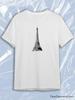 TeeSensation White Crew Neck Short Sleeve T-Shirt with Detailed Black Sketch Eiffel Tower Print