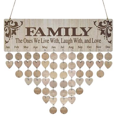 Wooden Family Birthday Calendar 15.75 X 4.72 X 0.20in Wall Hanging Board  Mothers Day Gifts