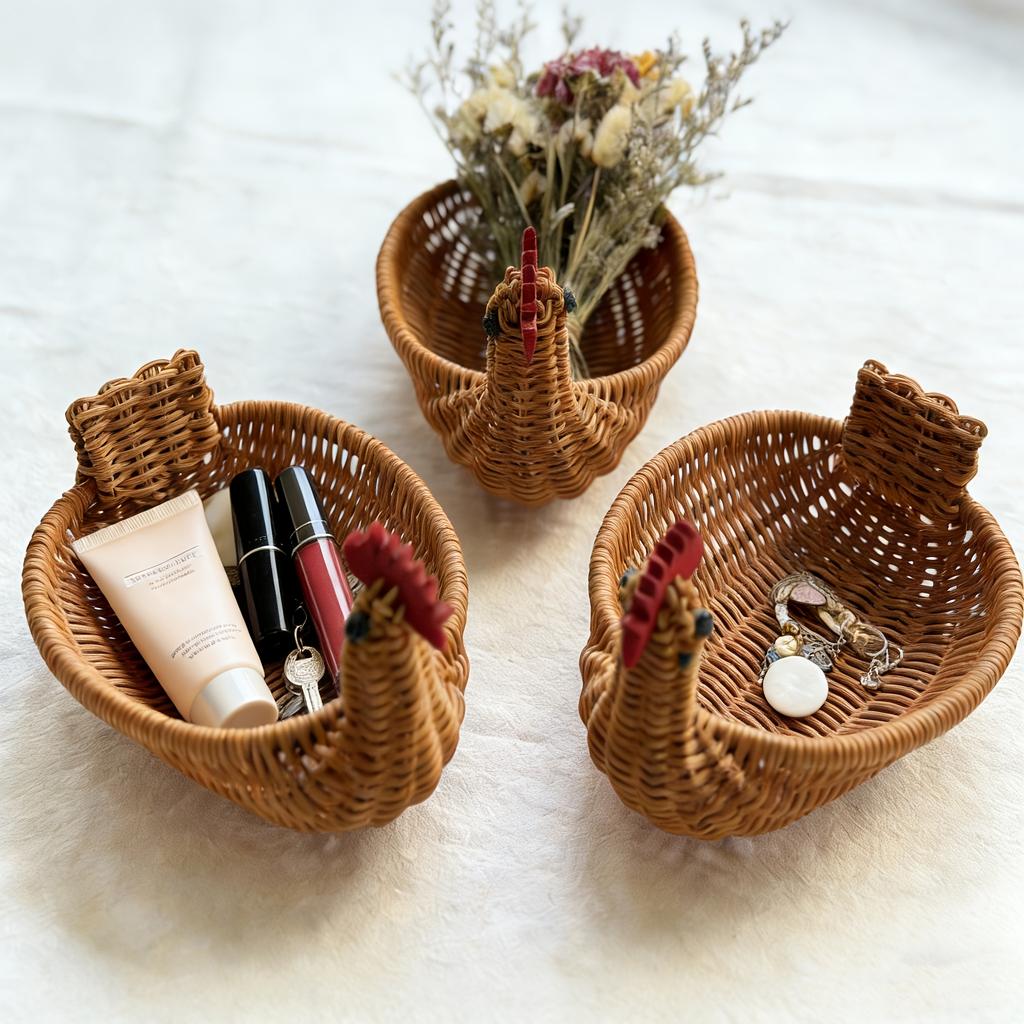 Simulated Animal Imitation Rattan Woven Storage Basket Household Storage Decoration Decoration Fruit Toy Basket Handmade Crafts