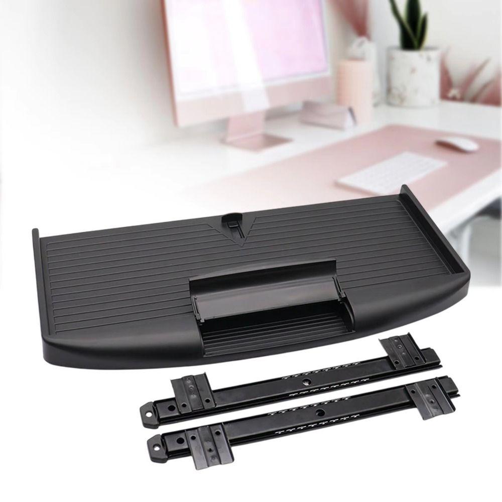 Heavy Duty Slide Rail Keyboard Storage Drawer Adjustable Retractable Keyboard Rack  Office