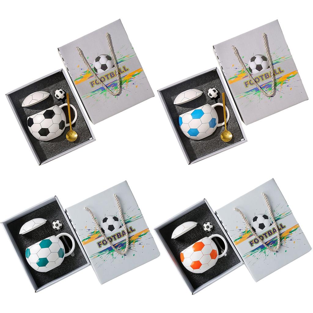 Football Inspires Ceramic Mug With Comfortable Handle Great For Hot Beverages 400ml Drinking Cup With Lid