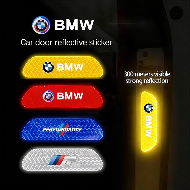 4Pcs Car Reflective Sticker Night Safety Warning Sign Shine Tape For BMW G80 G06 G07 G42 G14 G15 G16 F82 F20 X5 Auto Accessories Cyfp80