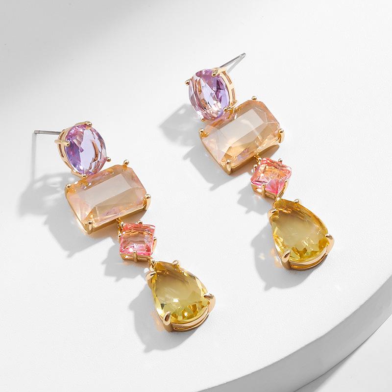 

Kenjie Позолоченные медные длинные серьги с полудрагоценными камнями - Женские красочные весенне-летние дорожные аксессуары