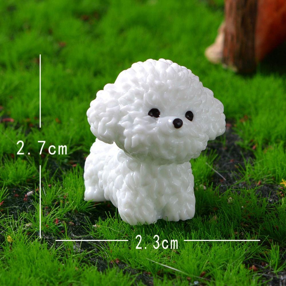 Lovely White Bichdog Micro Landscape Potted Landscaping Widget Car Resin Process Decoration DIY Accessories Car Ornament