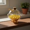 Golden Bead Storage Container Decorative Glass Piggy Bank Pig Money for Kids, Newborns,