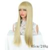 Womens Full Wig Long Straight Golden Hair With Natural Bangs Heat-Resistant Synthetic Hairpiece Daily Wear