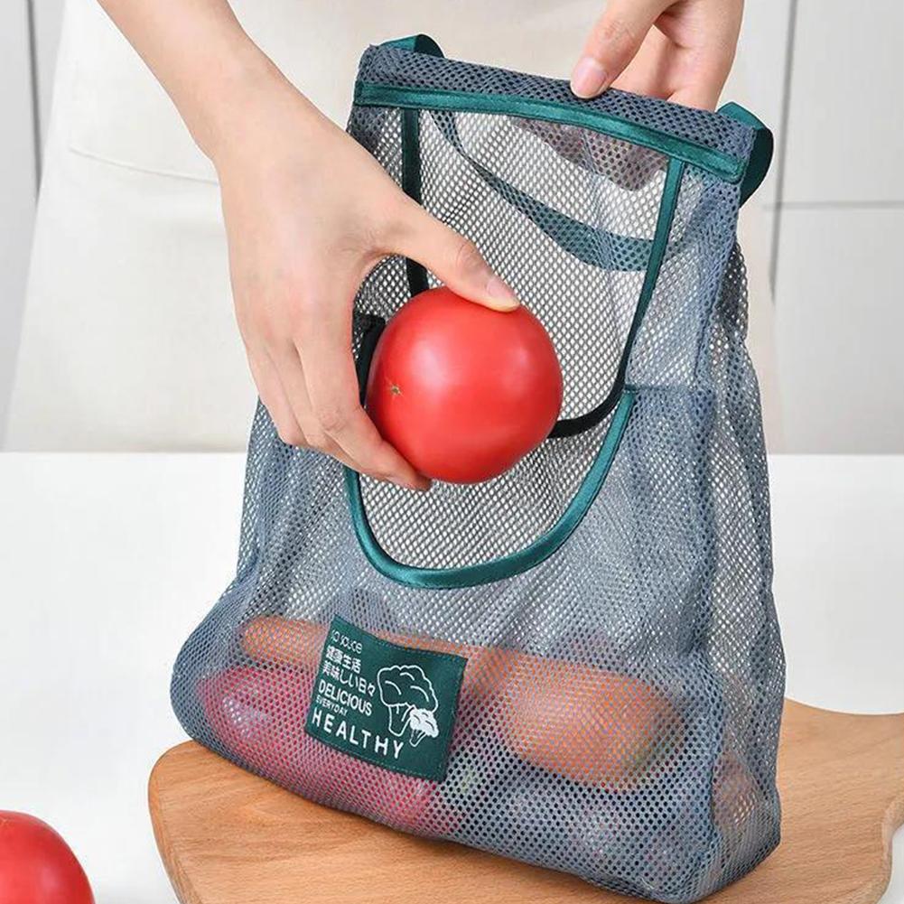Fruit Vegetable Storage Bag Reusable Produce Storage Tote Bag Washable Eco Friendly Hollow Net for Garlic Potatoes Onion