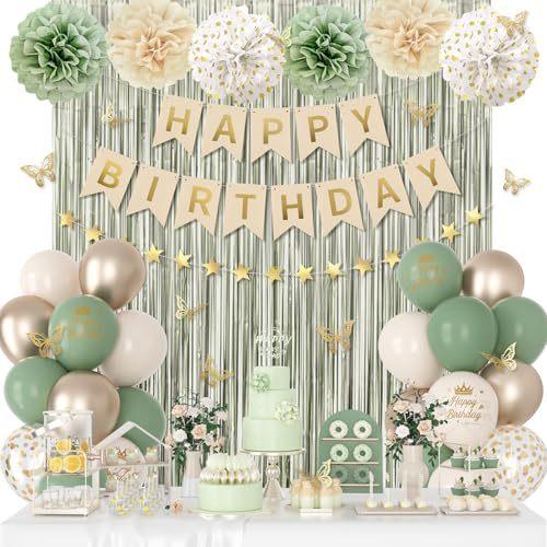 Birthday Party Decorations Rain Curtain Background Flag Cake Power Strip Paper Flower Ball Aluminum Film Balloon Set