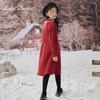Sangluo Girls' Knit Woolen Dress - 2025 Autumn/Winter Red New Year Outfit