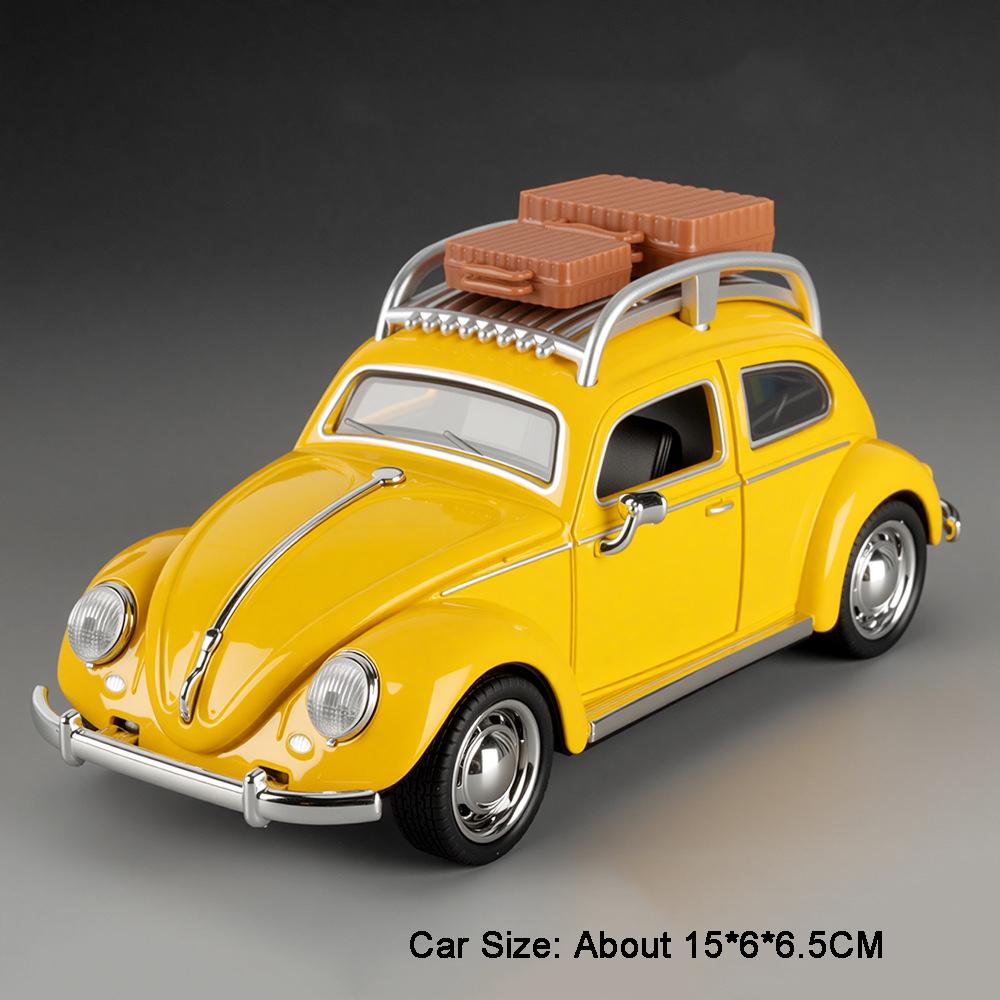 

1:32 Scale Beetle 1955 Tacoma Sports Car Model Toy Pull Back Removable Travel Suitcase Light Sound Models Hobby Ornaments Gifts