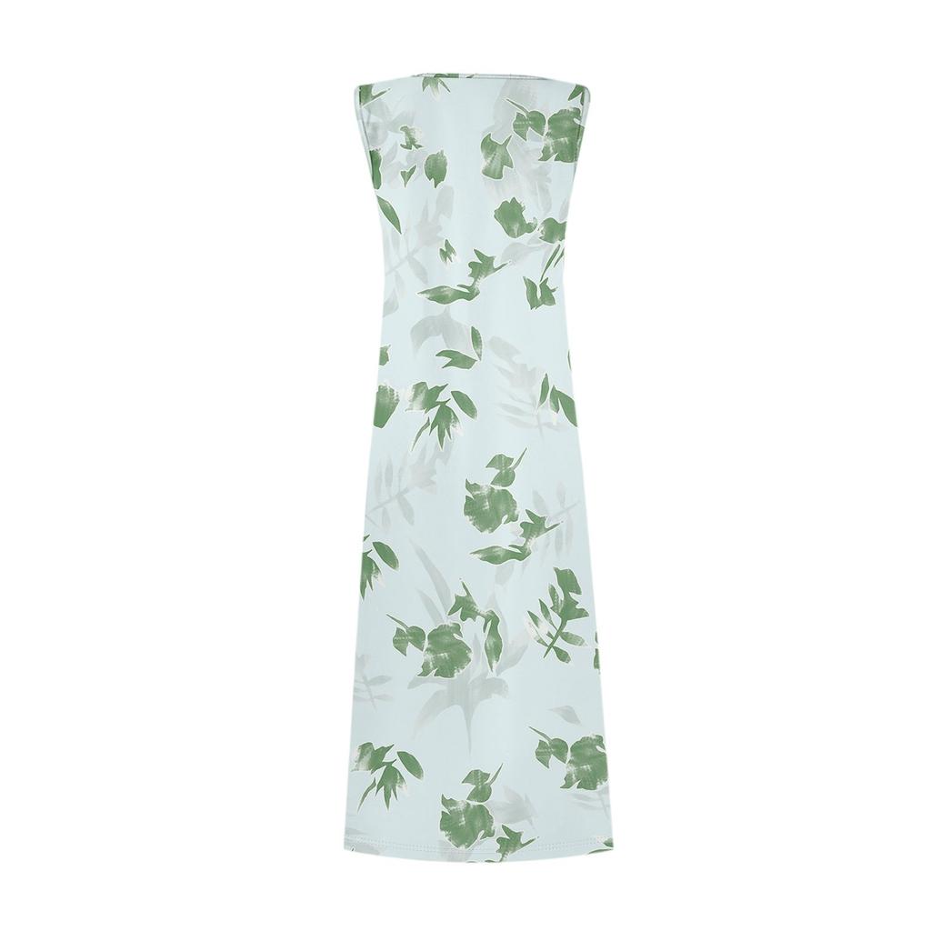 Women's Fashion Casual A-line Floral Printed Hammer Feel Loose Long Skirt With Pockets