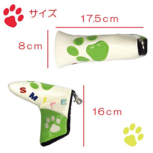 Golf Putter Hülle mit Pfotenabdruck-Design, Pin-Typ, Magnetverschluss (Schwarz/Rosa)