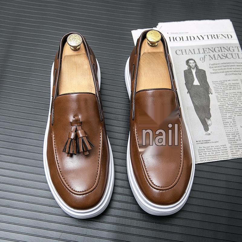 2024 Men s Outdoor Winter Leather Slip-on Loafers Moccasins 39