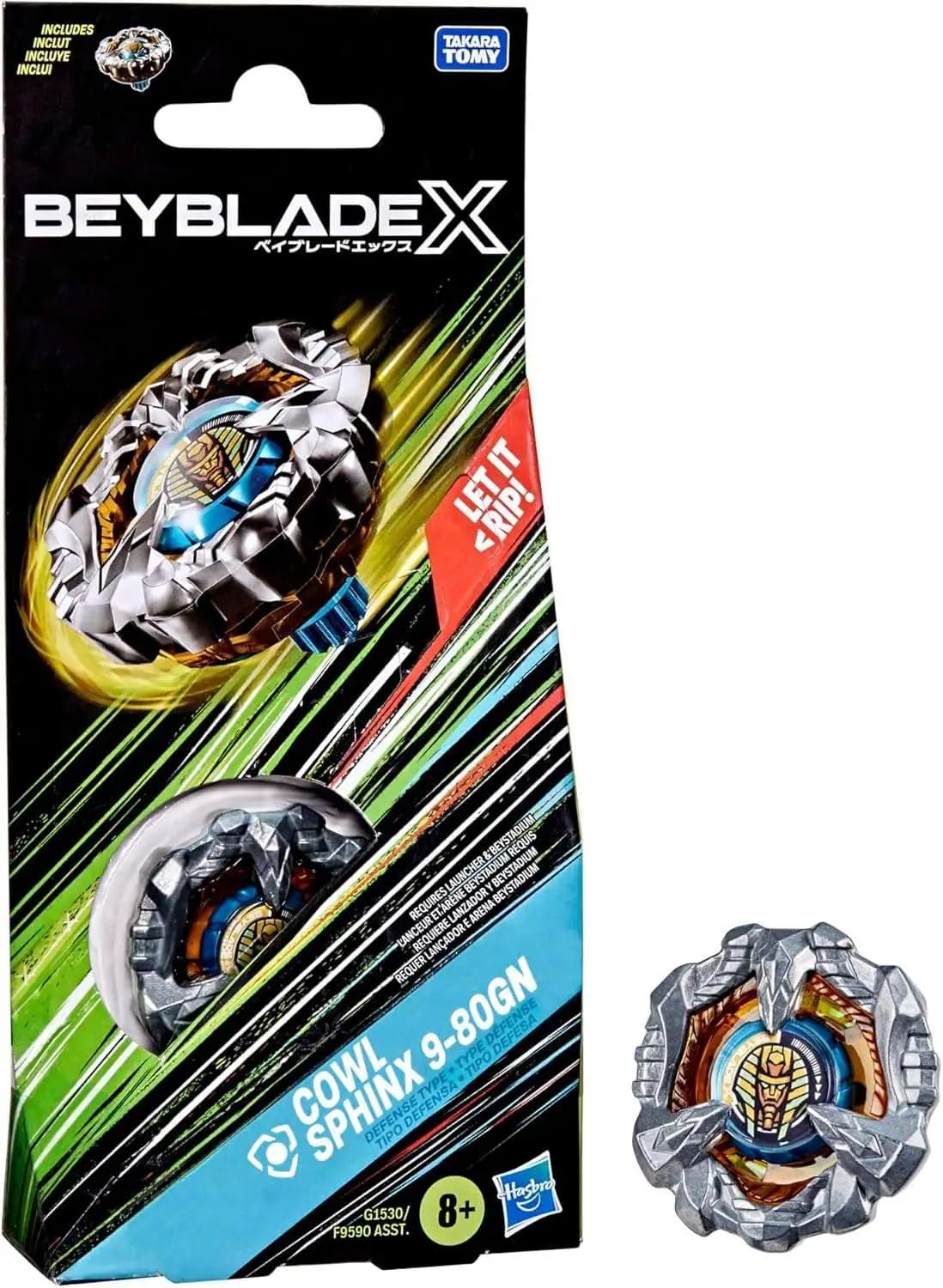 

Beyblade X Cowl Sphinx 9-80GN Набір Бустерів із Захисними Дзиґами; Оригінальна гра/іграшка Takara Tomy Battle Tops для хлопчиків та дівчаток від 8 років