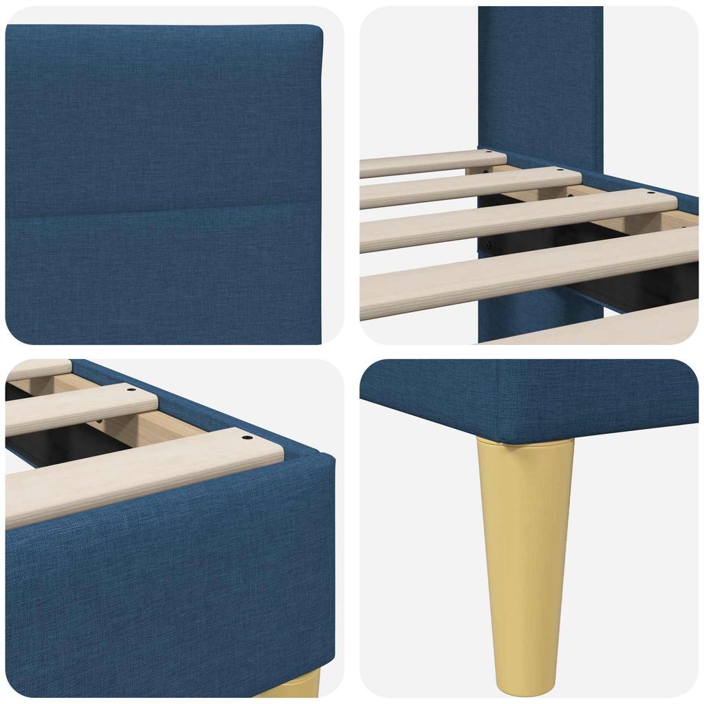 Bed Frame with Headboard Blue 120 x 190 cm Fabric