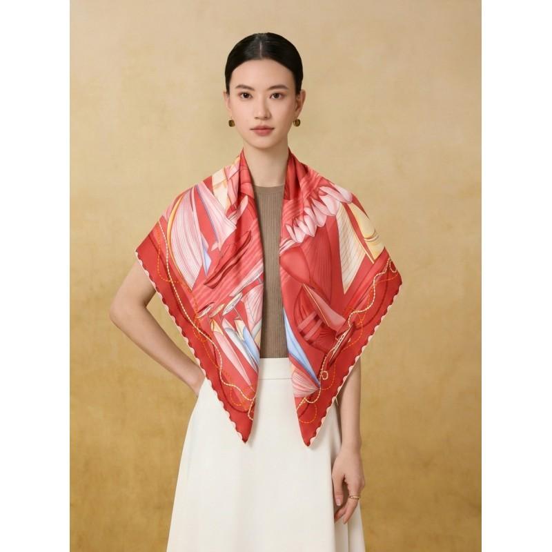 100% Silk Scarf 86x86cm Square Shawl Women Gift Fashion Office Party