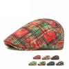 Men's Beret British Vintage Plaid Forward Cap Women's Cotton Contrast Color Peaked Cap