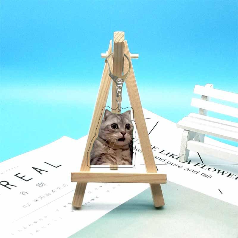 Abstract Cat Meme Emoji Acrylic Keychain